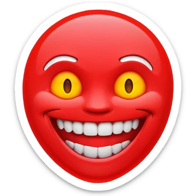 can you make me a red neon emoji out of the word "Ego" with teeth beside it  sticker