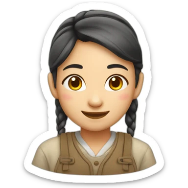 asian farmer girl smiling sticker
