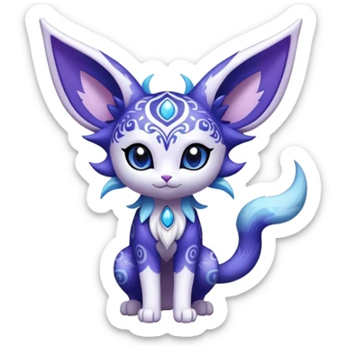 Shiny Exotic Cute Adorable Majestic Espeon-Meowstic-Hybrid-Creature with pattern-markings sticker