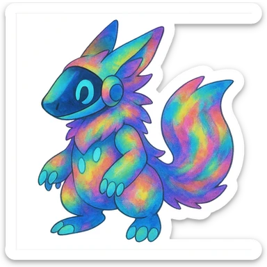 exotic tropical iridescent colorful nebula rainbow gradients cyber-Protogen-Fakémon-Pokémon sticker