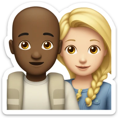 Couple with three kids. Mixed man. White woman. Two white toddlers. One mixed young girl sticker