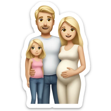 Caucasian family of four, blonde parents, pregnant mom, 2 little girls one blonde one brunette sticker