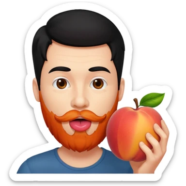 Black hair Man red beard licking peach sticker