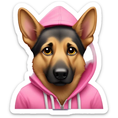 german shepherd dog wearing a pink hoodie  sticker