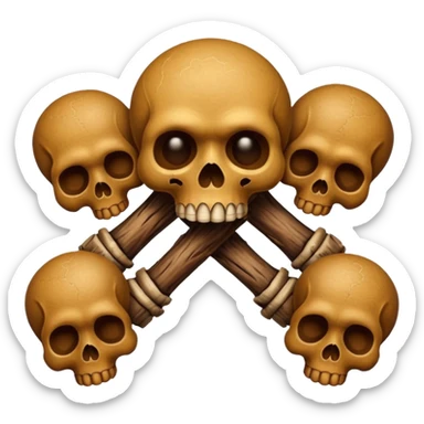((poop emoji))with bones and 3 skulls sticker