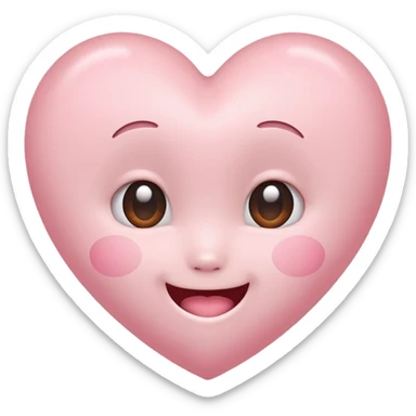 light pink heart with a cute face, kawaii expression sticker