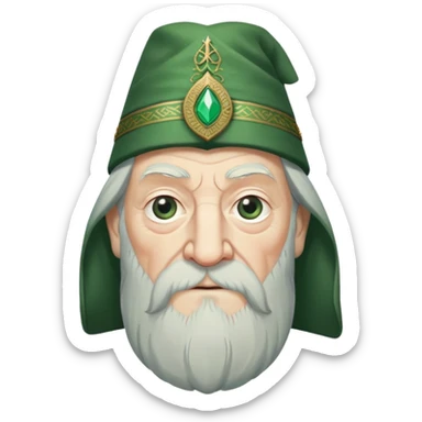 albus dumbledore from harry potter with green turkish fez hat and decorative motifs sticker