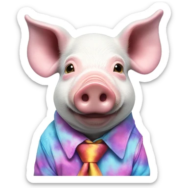 Pig wearing tie dye sticker