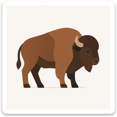 flat design style Bison white background sticker