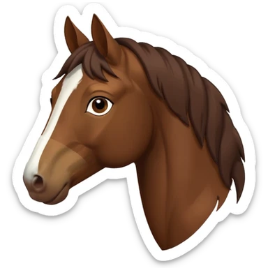 brown horse with chocolate mane and a long white stripe on its muzzle, facing right sticker