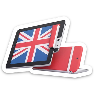 iPad tablet with English flag sticker