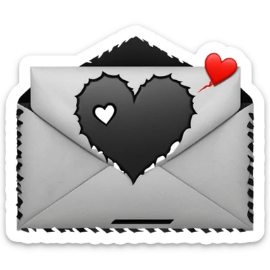 emo envelope with a black heart seal sticker