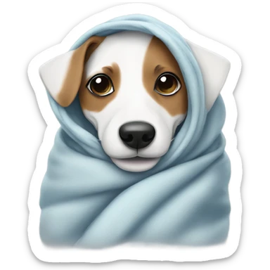 Jack Russell snuggling in a  blanket sticker