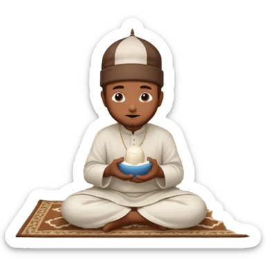 some guy eating 1kg of mozzarella, make it nepalese, more brown, slightly less brown, in a mosque, praying on a carpet sticker