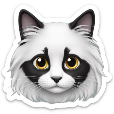 long hair black and white cat sticker