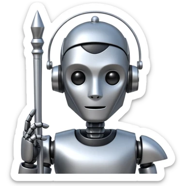 robot conductor, face only, with some staffs sticker