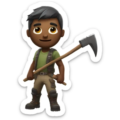 Fortnite kin with pickaxe sticker