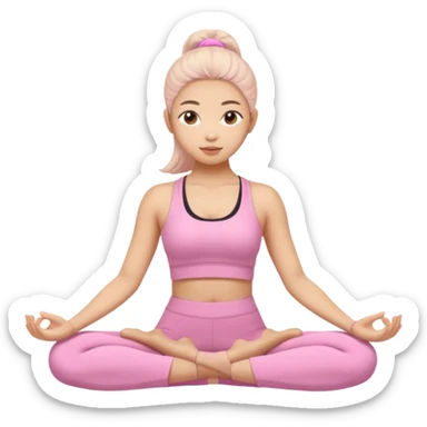 asian yoga girl light pink clothes  sticker