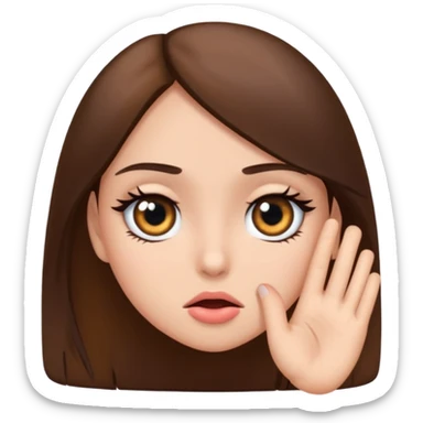 Baddie girl eye rolling at someone make sure they eye is twitching with brunette hair  sticker