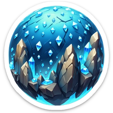 planet, surface covered in glowing crystals rock  sticker