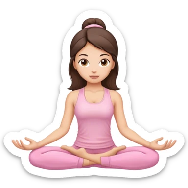 brunette yoga girl light pink clothes n sticker