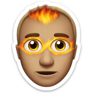 Emoji with fire in the eyes sticker