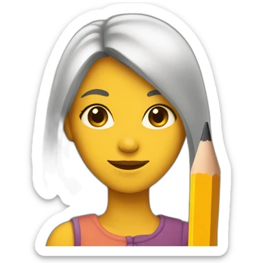 woman with a pencil sticker