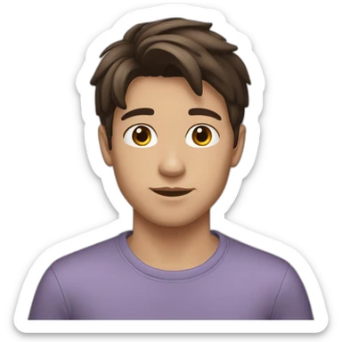 brunette twink with middle part sticker