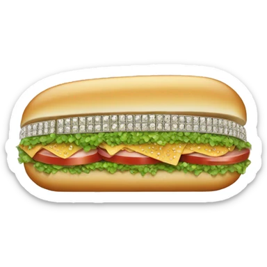rhinestone bedazzled sub sandwich sticker