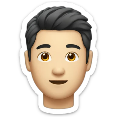 asian male with flow haircut black hair sticker