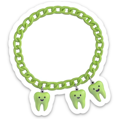 green bracelet with tooth charms sticker