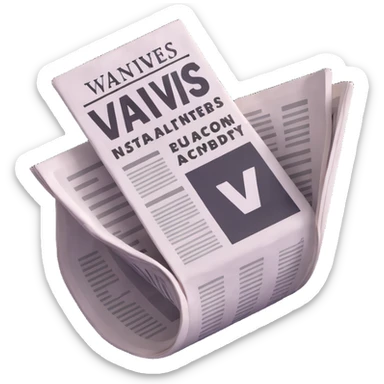 Vavinews logo with folded newspaper sticker