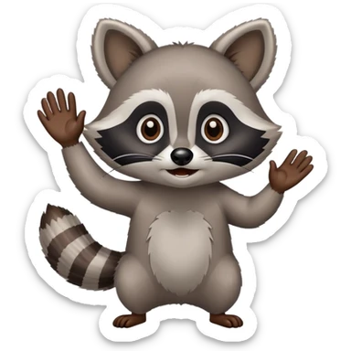 raccoon waving enthusiastically sticker