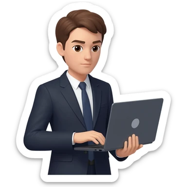 Business analytics man holding a laptop emoji sticker
