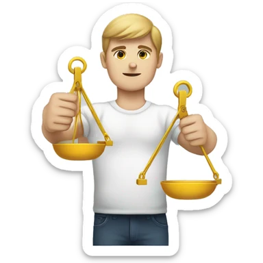 someone holding weighing scales in each hand sticker