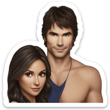 Ian Somerhalder embrasse Nina Dobrev sticker