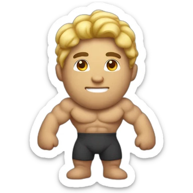 a buff man in a pikcle costume sticker