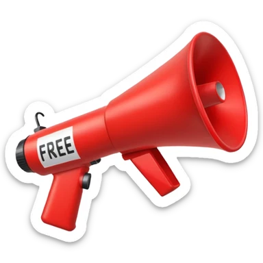 free ad, megaphone with free sign sticker
