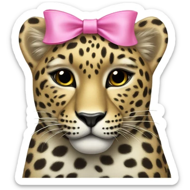leopard with pink bow sticker