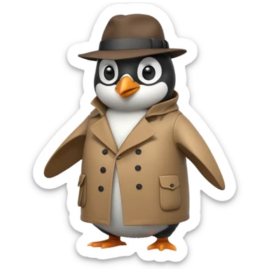 kahverengi trençkotlu penguen dedektif  sticker