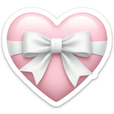 Pastel pink heart with white bow sticker