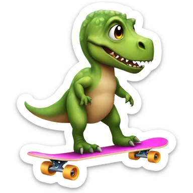 Dinosaur on a skateboard wearing a tutu sticker