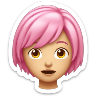 A girl with pink hair who vomits sticker