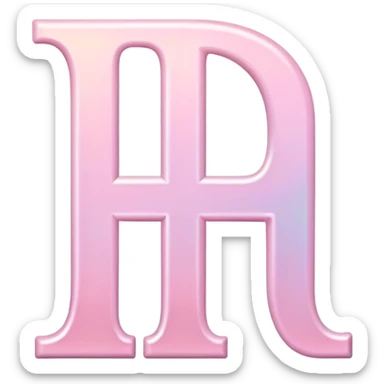 Iridescent pastel pink romantic formal elegant sophisticated Font setting icon with letter H sticker