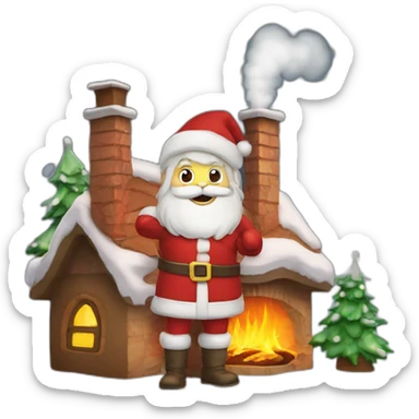 père noël sortant d'une cheminée sticker