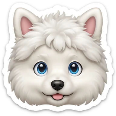 big blue eyed white dog sticker