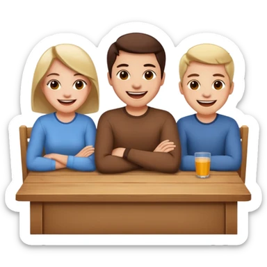 3 people sitting behind a table sticker