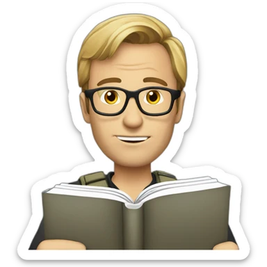 Daniel Jackson from Stargate reading a book sticker