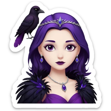 Raven Princess – feather brooch + plum gown,Shadow Princesses. sticker