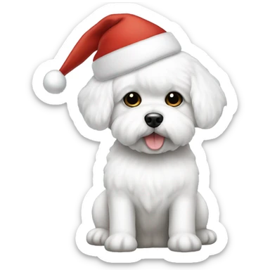bichon dog-sitting-christmas hat sticker